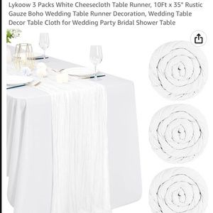 4-  10Ft x 35" White Gauze Semi-Sheer Table Runner